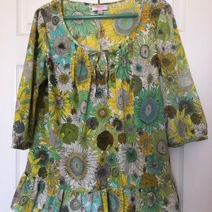 Liberty of London 3/4 sleeve floral peasant top
